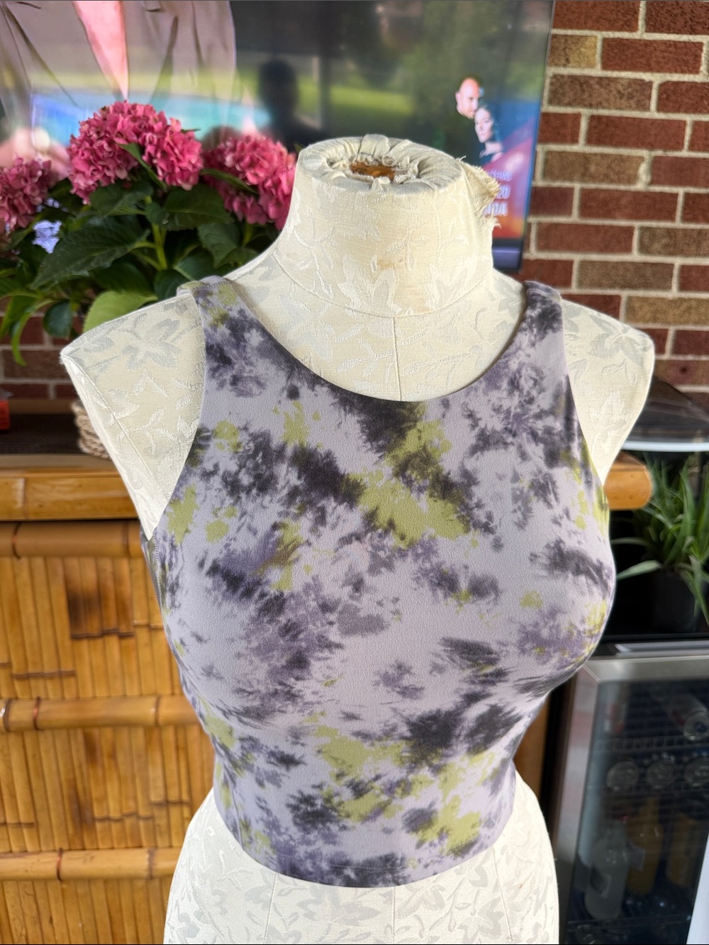 Lululemon Tie-Dye Crop Tank Top — Lavender/light olive green